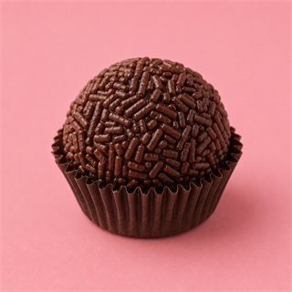 A handmade brigadeiro, close up